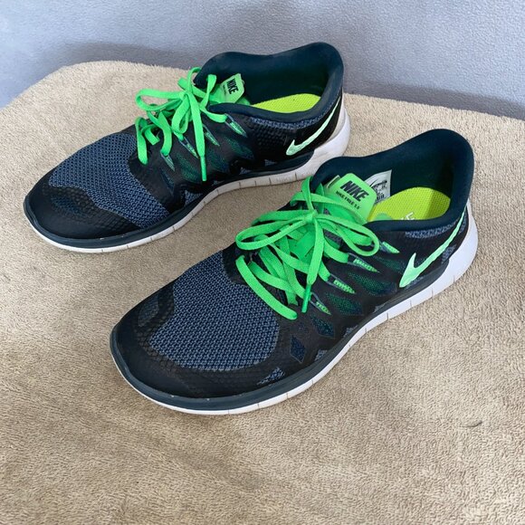 Nike Free Running Shoes Black/Green Lace-Up Sneakers Size US 10 (Nike Free RN) - Picture 5 of 7